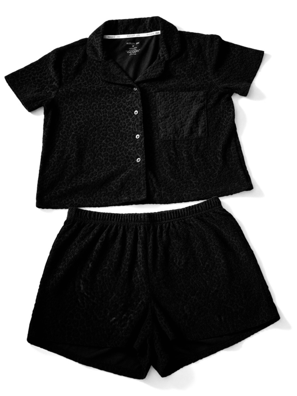 RACHEL ZOE 2 Piece Black Leopard Cheetah Jacquard Sleep Set